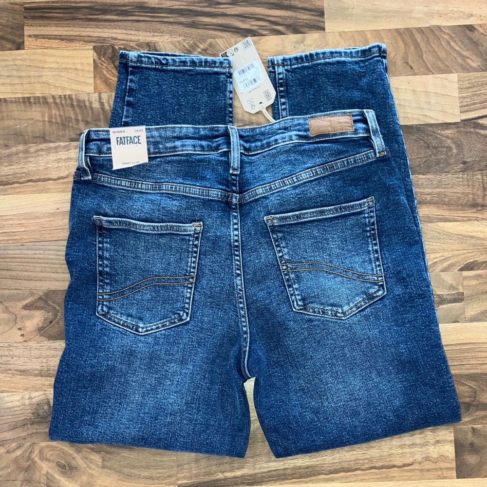 Fat Face Denim Sway Slim Blue Jeans Womens Sz 8S Short US NWT